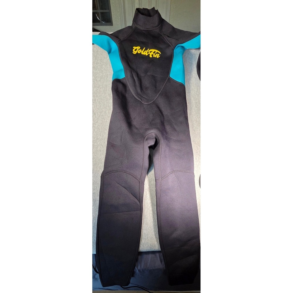 GoldFin Youth Wetsuit Size 12 Full Body Neoprene Black Blue Diving Surfing